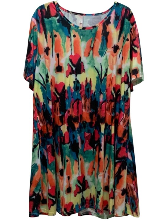 Dresses & Skirts - Dress Vibrant Multicolor Watercolor Shift Mini Dress with Pockets 3XL NWOT